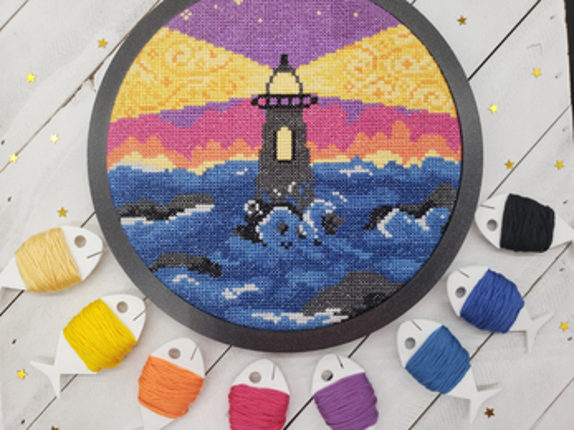 Fish - Decorative Cross Stitch Notion, Bobbin, STL Digital Download Image