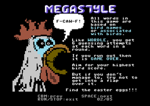 Birdle (C-64) screenshot
