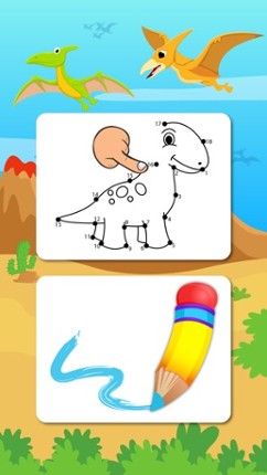 Dinosaurs Connect the Dots and Coloring Book Free screenshot