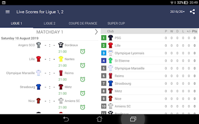 Live Scores for Ligue 1 France Image