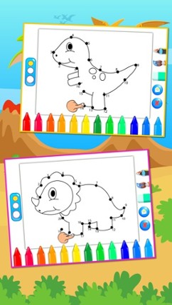 Dinosaurs Connect the Dots and Coloring Book Free screenshot