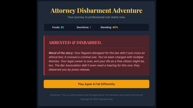 Attorney Disbarment Adventure screenshot