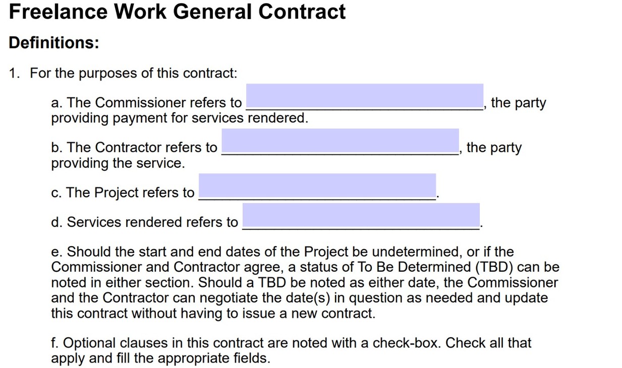Games like Freelance Work General Contract Template
