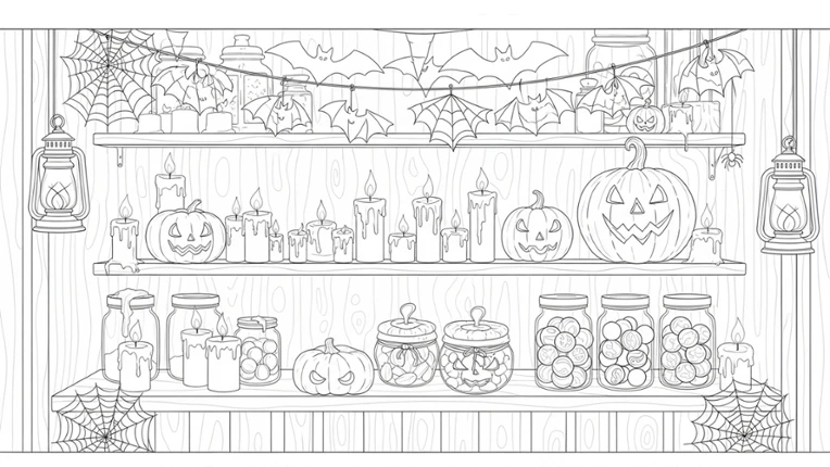100 Cats Lost in Halloween Find & Color Image