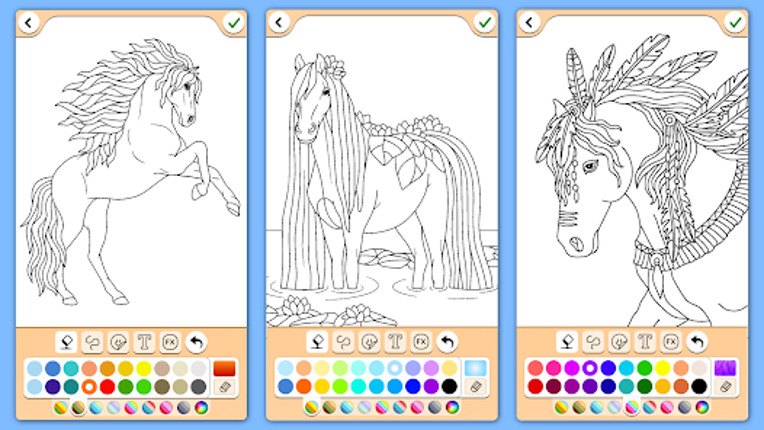 Horse coloring pages game screenshot