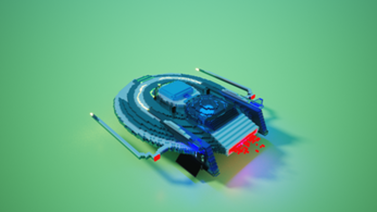 3D spaceship voxel model Image