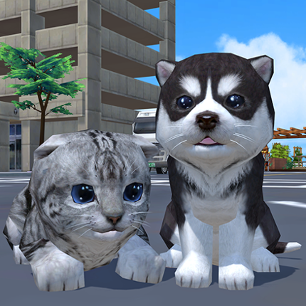 Cute Pocket Cat And Puppy 3D Image