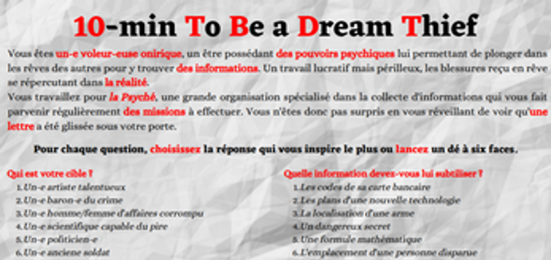 10-min To Be a Dream Thief Image