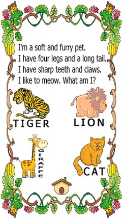 What animal am I quiz english cartoon preschool worksheets screenshot