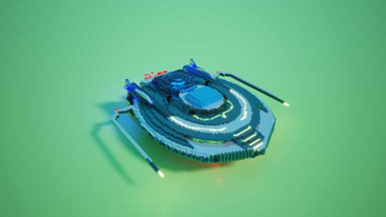 3D spaceship voxel model screenshot