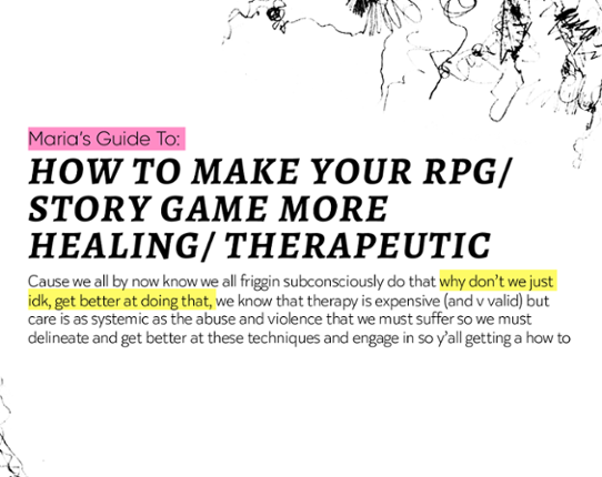 HOW TO MAKE YOUR RPG/STORY GAME MORE HEALING/ THERAPEUTIC Image