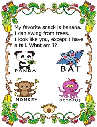 What animal am I quiz english cartoon preschool worksheets screenshot