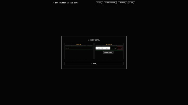 100 Hidden ASCII Cats screenshot