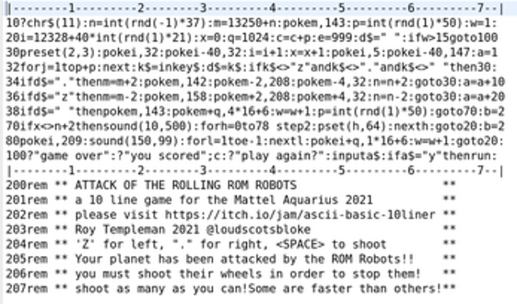 2022 10Liner Game - Attack of the ROM Robots Image