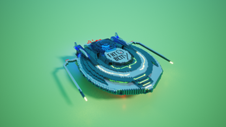 3D spaceship voxel model screenshot
