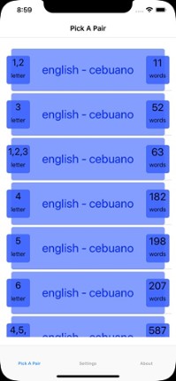 PickAPair Cebuano - English screenshot
