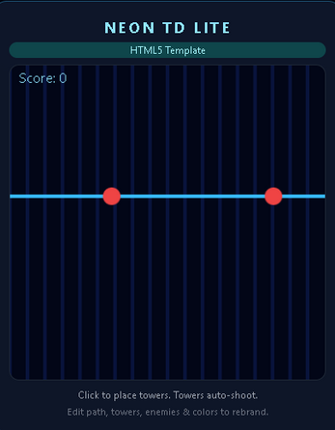 Neon Tower Defense Lite – HTML5 Template (Rebrand & Resell) Image