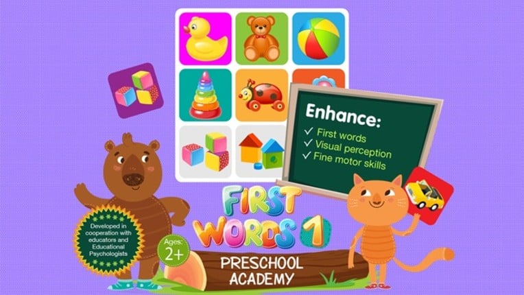 First Words 1 -  English : Preschool Academy educational matching game for Pre-k and kindergarten children Image