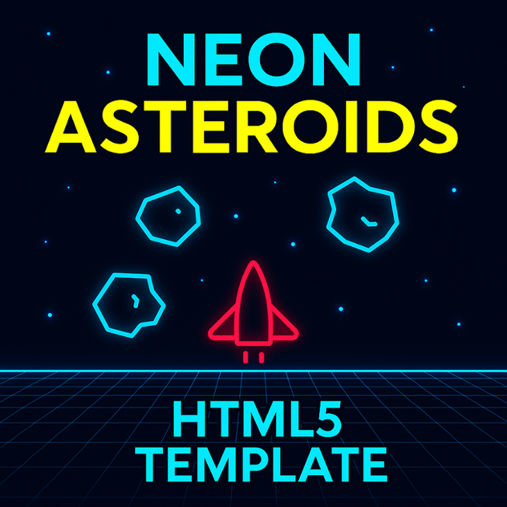 Games like Neon Asteroids – HTML5 Shooter Template (Rebrand & Resell)