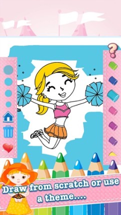 Little Girls Drawing Coloring Book - Cute Caricature Art Ideas pages for kids screenshot