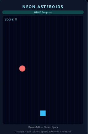 Neon Asteroids – HTML5 Shooter Template (Rebrand & Resell) Image