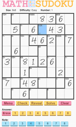 Math Sudoku screenshot