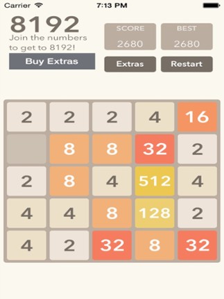 8192 Slider 5x5 Number Puzzle Game screenshot