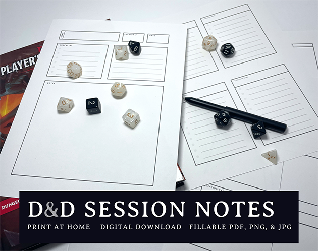Games like D&D Session Notes | Dungeons and Dragons | DnD