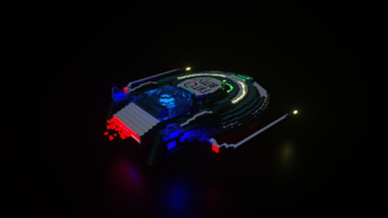3D spaceship voxel model Image
