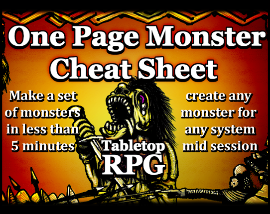 One Page Monster Cheat Sheet Game Cover