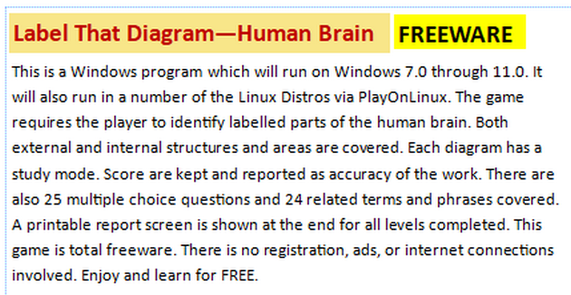 Games like Label That Diagram - Human Brain