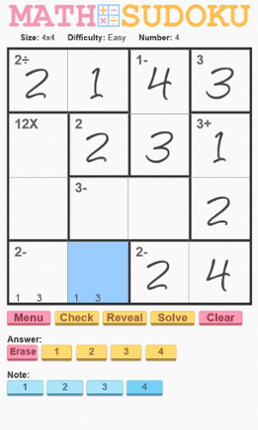 Math Sudoku screenshot