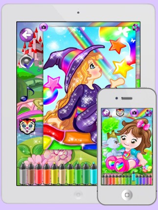 Coloring Pages with Princess Fairy for Girls - Games for little Kids &amp; Grown Ups screenshot
