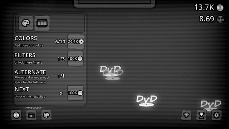 The DvD idle game screenshot