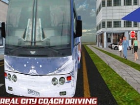 City Tour Coach Bus Driving Image