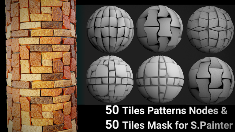 50 Pattern Nodes + 50 Mask (For Substance Designer & Painter) Image
