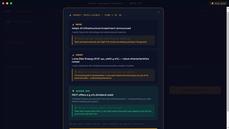 Brooks Investment Simulator Image
