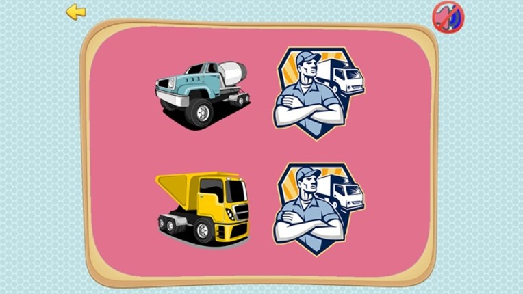 Learning Car and Pickup Trucks Matches or Matching Games for Toddlers and Little Kids Image