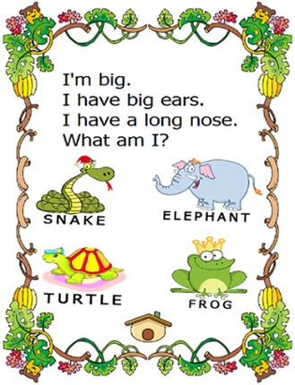 What animal am I quiz english cartoon preschool worksheets screenshot