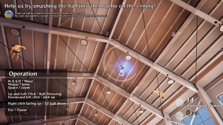 A game that saves the muscles caught in the ceiling of the gymnasium screenshot