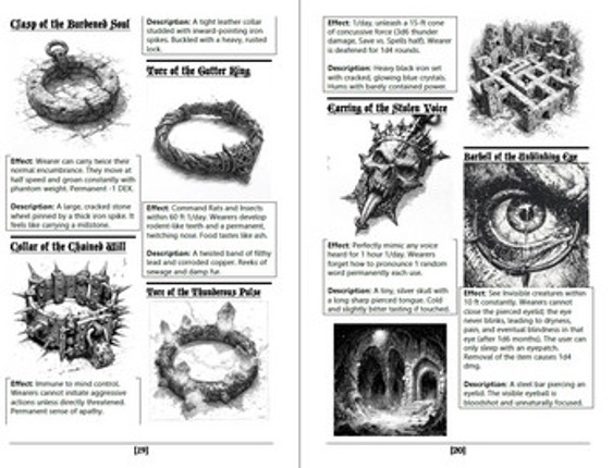 Darkened Treasures: A Tome of 170+ Grimdark Magic Items for TTRPGs Image