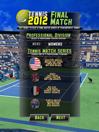 TouchSports Tennis 2012 HD screenshot