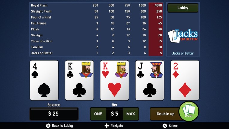 Jacks or Better Video Poker screenshot