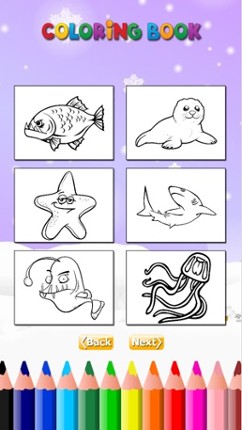 Coloring Book Sea Animal HD: Learn to paint and color a shark, jellyfish, crab and more screenshot