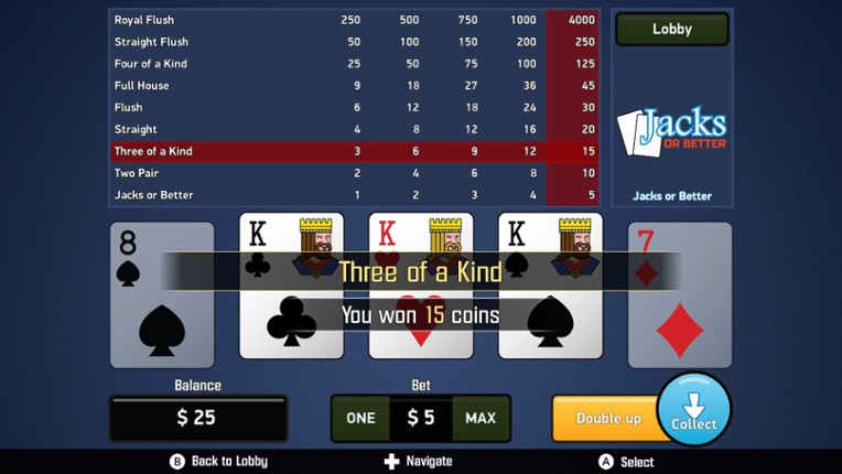 Jacks or Better Video Poker screenshot