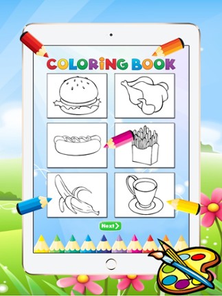 Food Coloring Book For Kids - All In 1 Drawing and Painting Free Printable Pages Image