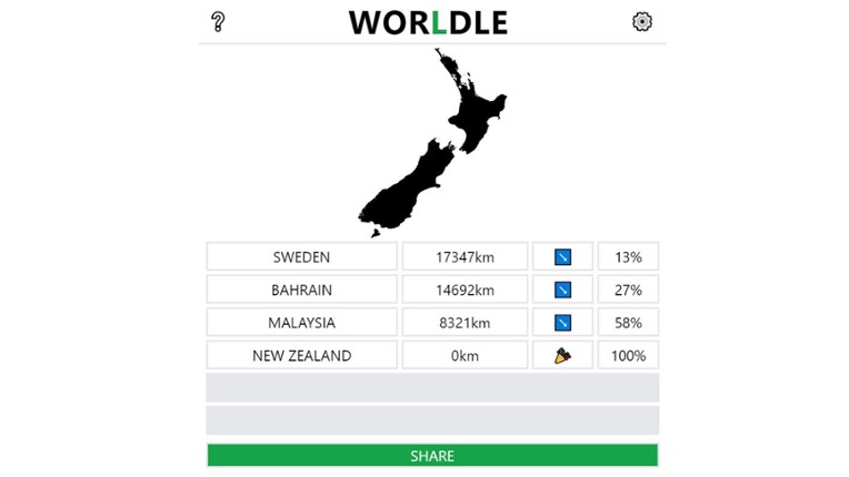 Worldle screenshot