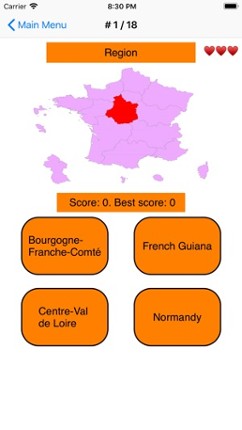 France Regions and Capitals screenshot