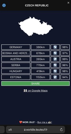 Worldle screenshot