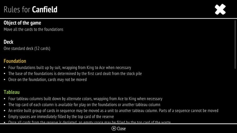 Canfield Solitaire Collection screenshot
